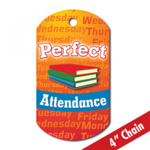 Perfect Attendance (Books) Laminated Tag With 4
