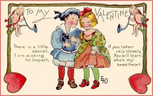Valentine cards of children: Here the boy is whispering his Valentine ...