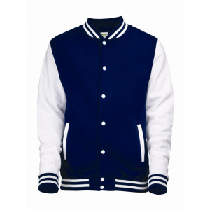 varsity jacket with genuine leather sleeves promotion