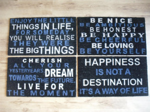 Details about SAYINGS DOOR MAT RUG BLACK BLUE CREAM FRONT BACK OUTSIDE ...