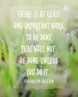 There is at least one important work to be done that will not be done ...