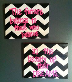 Chevron & Pink Double Canvas Quote Painting on Etsy, $25.00