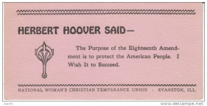 ... Hoover 18th Amendment Quote, Anti-Alcohol, c1920s Vintage Blotter