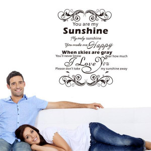 Warm home decoration you are my sunshine quote wall stickers home ...