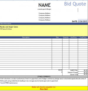 Bid Quote Template