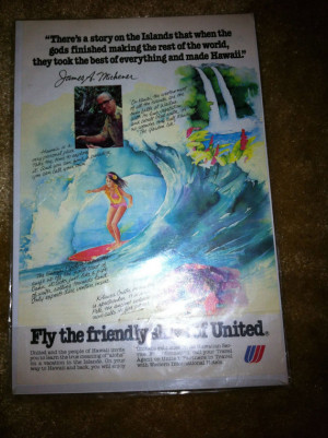 1960 United Airlines Flight Airplane Advertisment Hawaii Michener