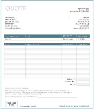 free construction quote template Free Contractor Estimate Form | Blank ...