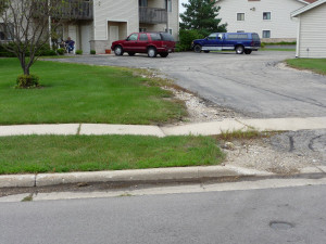 Sunken Sidewalk in Cedarburg in Need of Mudjacking Services