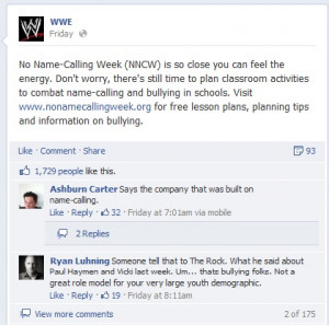 Name Calling Bullying Wwe promoting 'no name calling