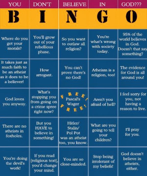 Funny Atheist Don't Believe in God Bingo Game Joke Picture