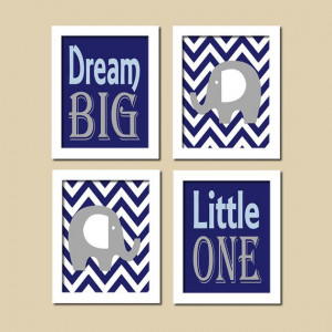 Chevron Elephant Nursery Art Quote Dream Big by LovelyFaceDesigns,