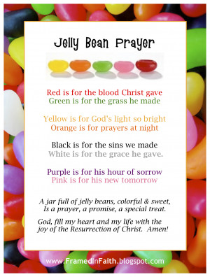We have a big ol' jar of beans decorated with the Jelly Bean Prayer ...