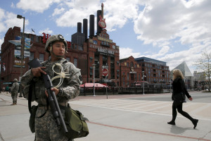Image: National Guard troops patrol in front of the Power Plant in the ...