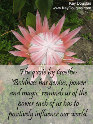 The quote by Goethe: ‘Boldness has genius, power and magic ...