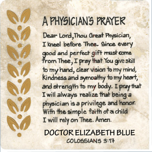 Physician's Prayer 6x6 with gold trim & scripture on back ...