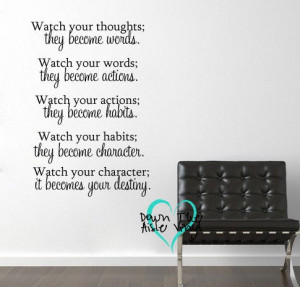 Inspirational Wall Quote - Watch Your Thoughts on Etsy, $45.00