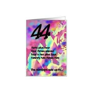 44 Years Old Birthday Greeting The Numbers Add Up Card Toys & Games