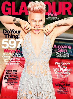 pink on the june 2013 cover of glamour