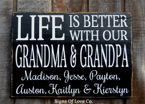Life Is Better Grandparents Grandma Grandpa Personalized Kids Children ...
