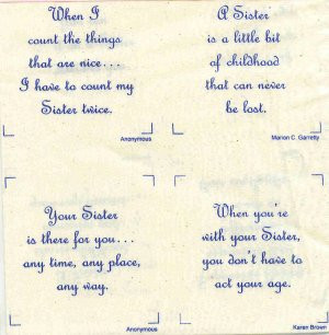 Talking Quilts Mini Sisters Quotes Screen Printed Fabric ZDS6