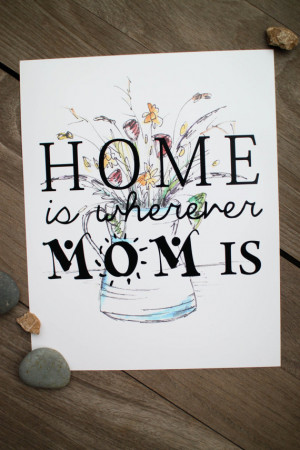 Home is wherever Mom is - Typography Quote Gift for Mom, Mother's day ...