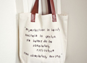 ... say! Boo to boring! Hand Stamped Quote Tote Bag - A Beautiful Mess