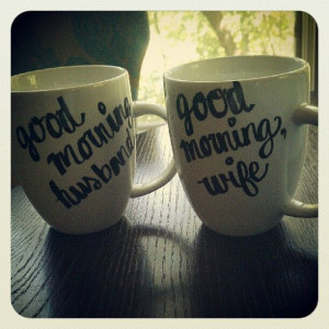 Simple white mugs with handwritten quotes, saying, special notes, or ...