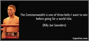 ... want to win before going for a world title. - Billy Joe Saunders