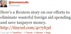 ... foreign aid budget tohis quotes, and wants his Twitter followers to