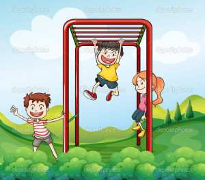 Three Kids Playing The Park