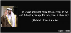 The Jewish holy book called for an eye for an eye and did not say an ...