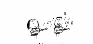 Happiness is, making music.