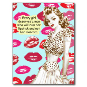 Funny Vintage Pin Up Lipstick Quote Post Cards