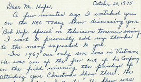 Letter from Anne Underwood to Bob Hope, October 23, 1975. Bob Hope ...
