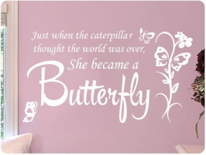 Large White Butterfly Caterpillar..Wall Decal Little Girls Room ...