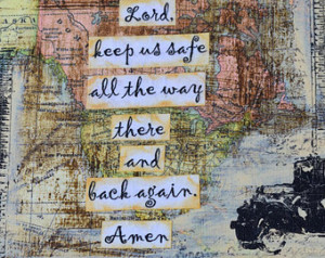 Traveling Mercies prayer collage on wood 6.5 x 7 inch ...