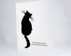 Cat Note Card, Kitty Blank Note Car d, Black Cat Card, Black & White ...