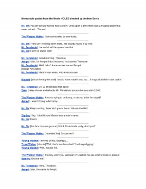 Memorable quotes from the Movie HOLES by lanyuehua