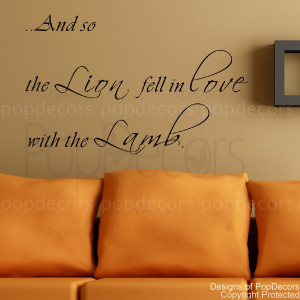 ... Lion Fell in Love with The Lamb- Vinyl Words and Letters Quote Decal