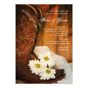 Daisies and Boots Country Wedding Invitation from Zazzle.com