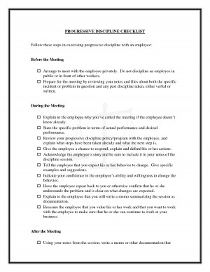 Progressive Discipline Checklist picture