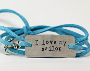 love my sailor bracelet, hand sta mped, coast guard, coastie ...