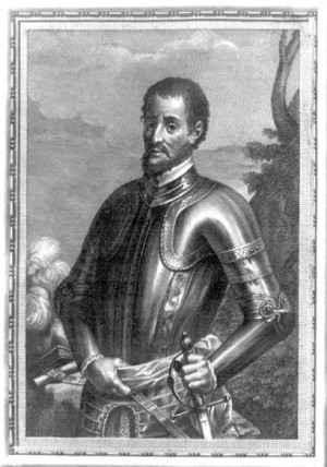 Portrait of Spanish explorer Hernando de Soto, who led the first ...