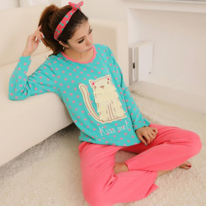 Cute Pajamas girl home services in spring and autumn pure cotton suits ...
