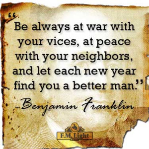 New Years Eve Quote from Benjamin Franklin and F.M. Light and Sons