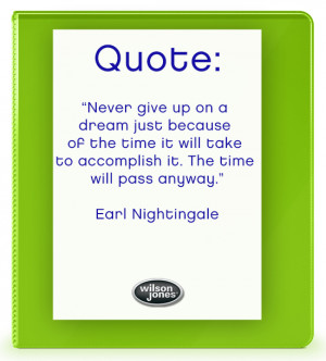 Never give up on a dream just because of the time it will take to ...