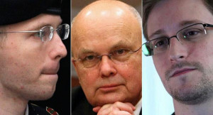 Chelsea Manning, Michael Hayden and Edward Snowden are pictured in ...