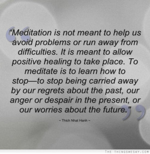 Meditation is not meant to help us avoid problems or run away from ...