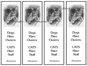 Printable Bookmarks Cats in Pencil Quote About Cats by joyart, $3.00