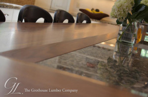 Walnut Wood Countertop custom beveled to Granite Countertop